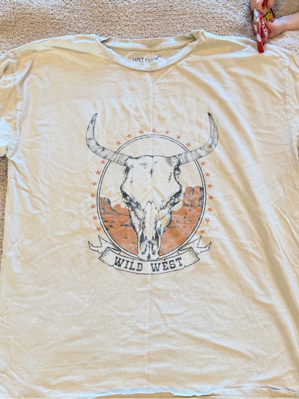 HRT & LUV Cream Wild West Graphic Short Sleeve Tee